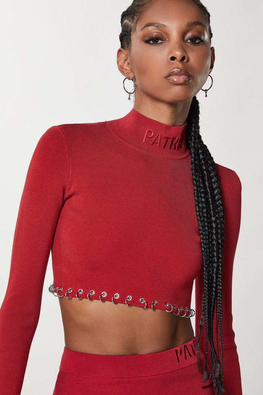 Patrizia Pepe Cropped-Pullover mit Piercing