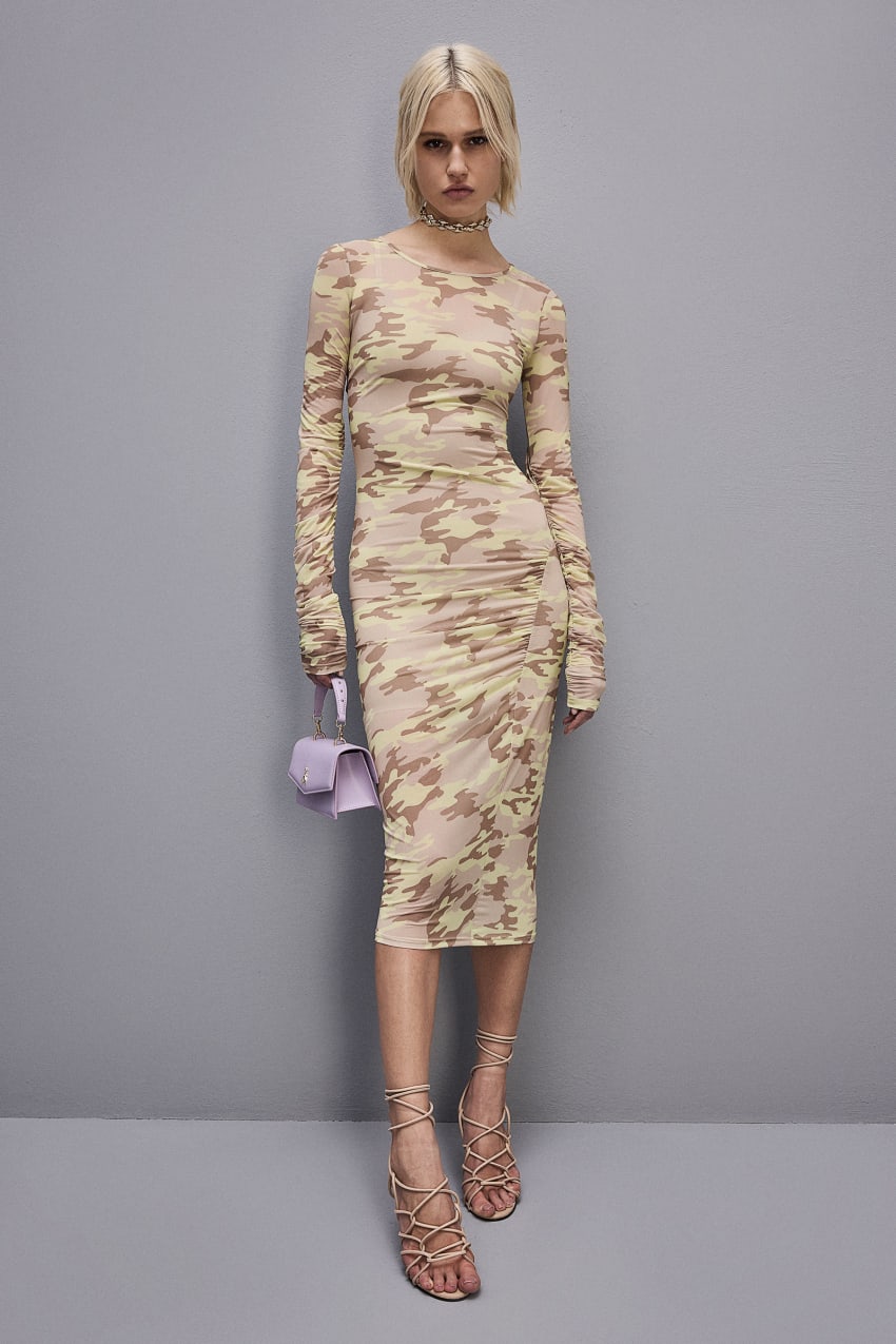 Patrizia Pepe Kleid aus Tüll mit Camouflage-Print