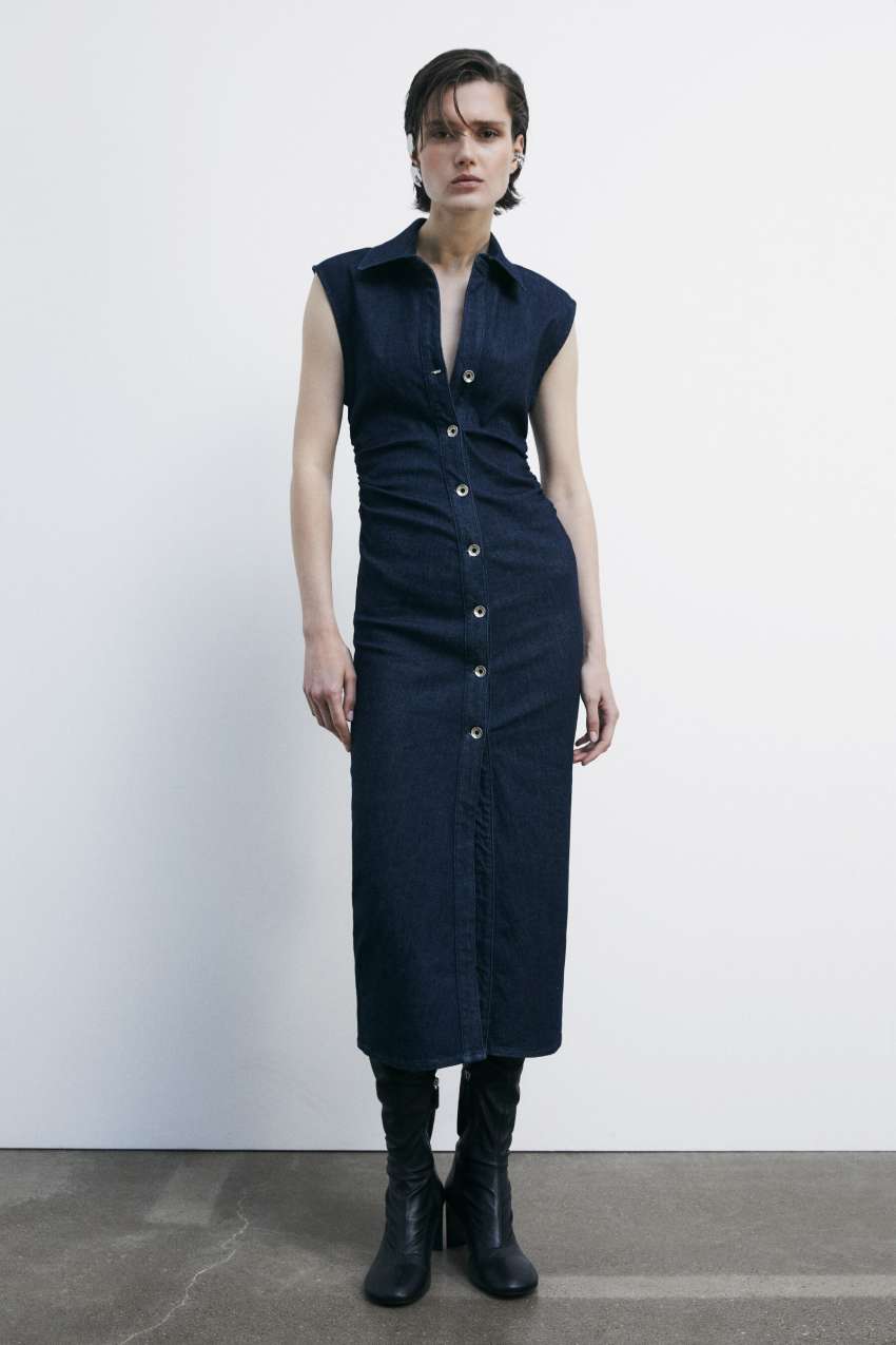 Patrizia Pepe Abito midi smanicato in jeans