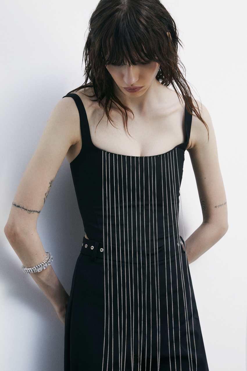 Patrizia Pepe Top bustier con micro catene