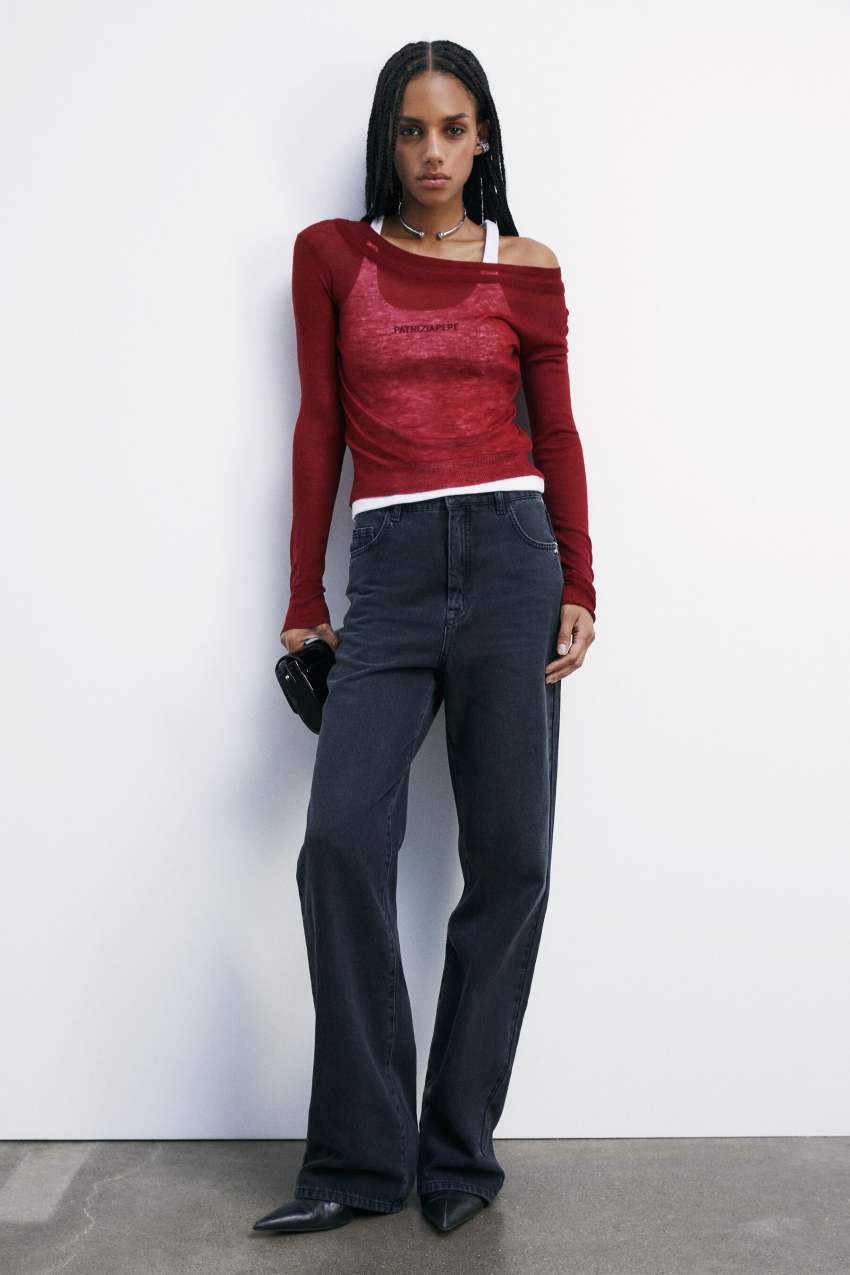 Patrizia Pepe Maglia ultra fine in lana con scollo a barca