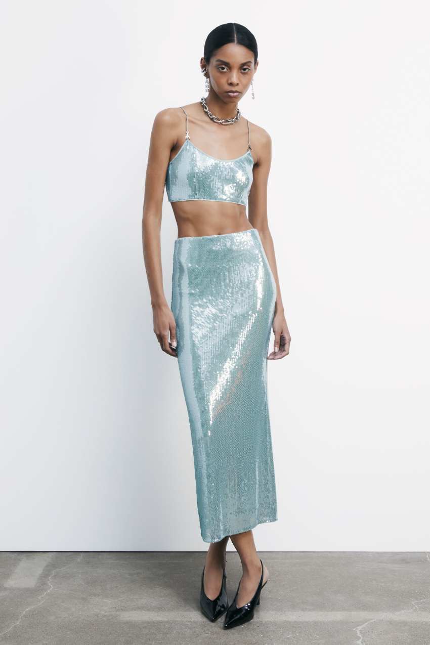 Patrizia Pepe Gonna lunga con paillettes in tulle