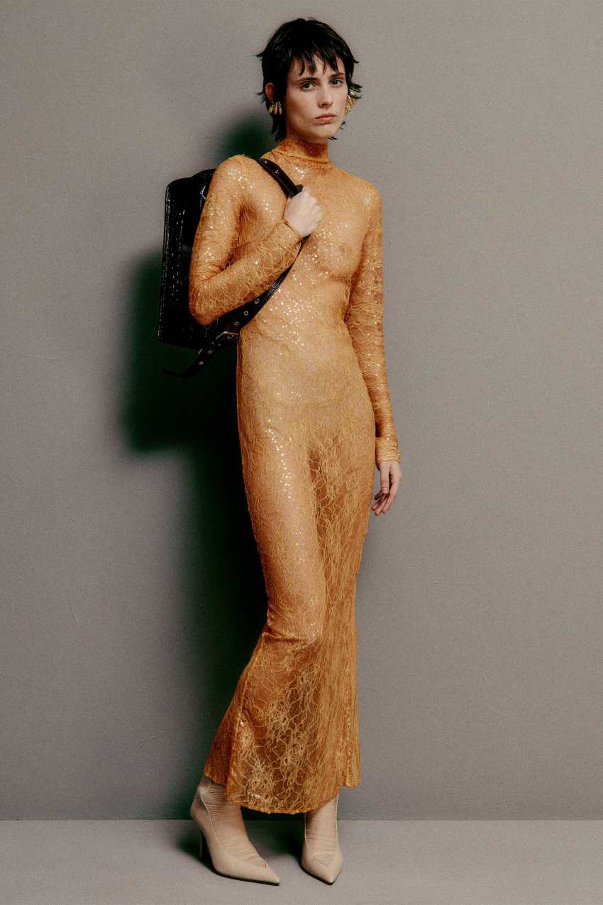 Patrizia Pepe Langes Spitzen-Kleid mit Pailletten