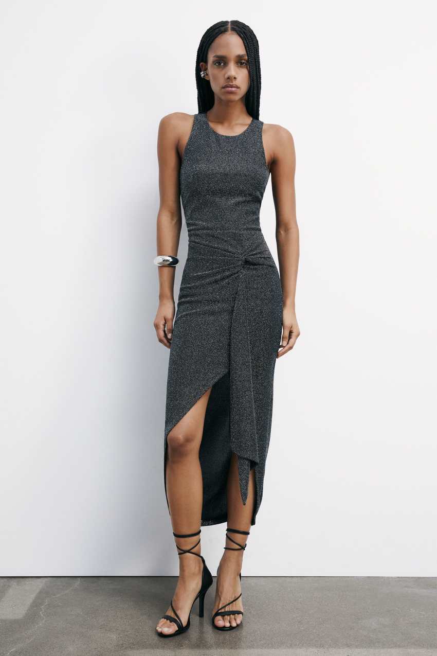 Patrizia Pepe Lurex-Midikleid mit Drapierung