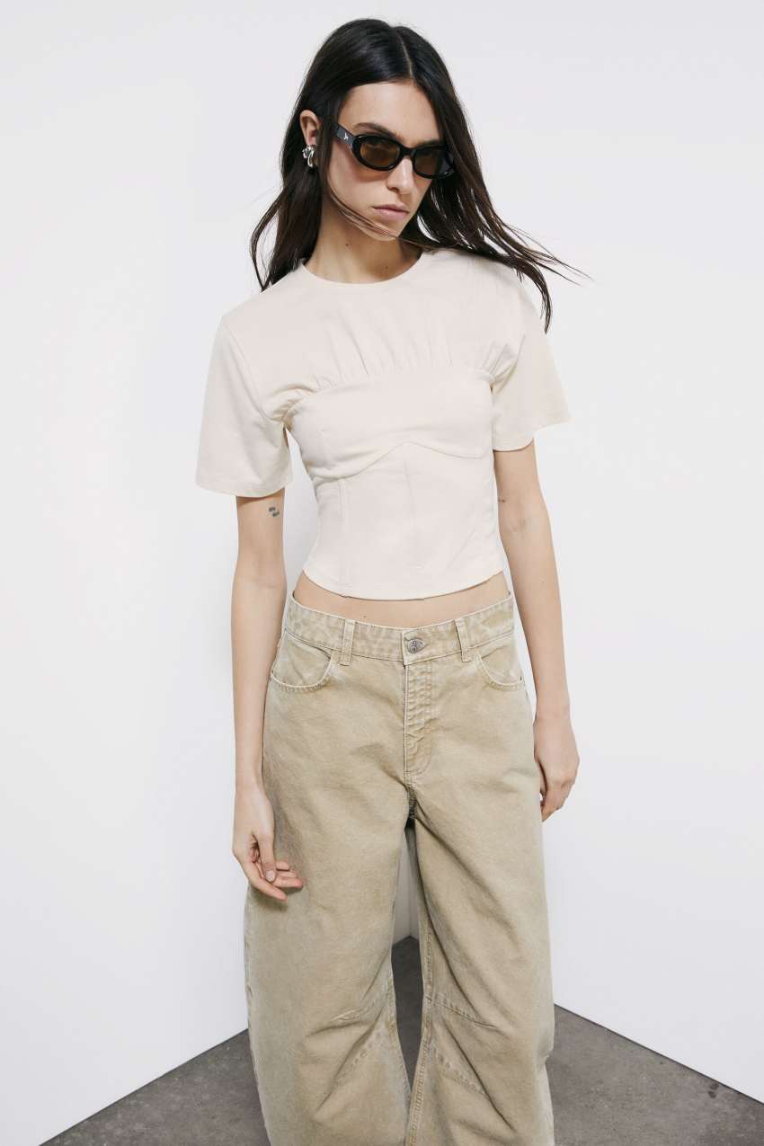 T-shirt a bustier in cotone