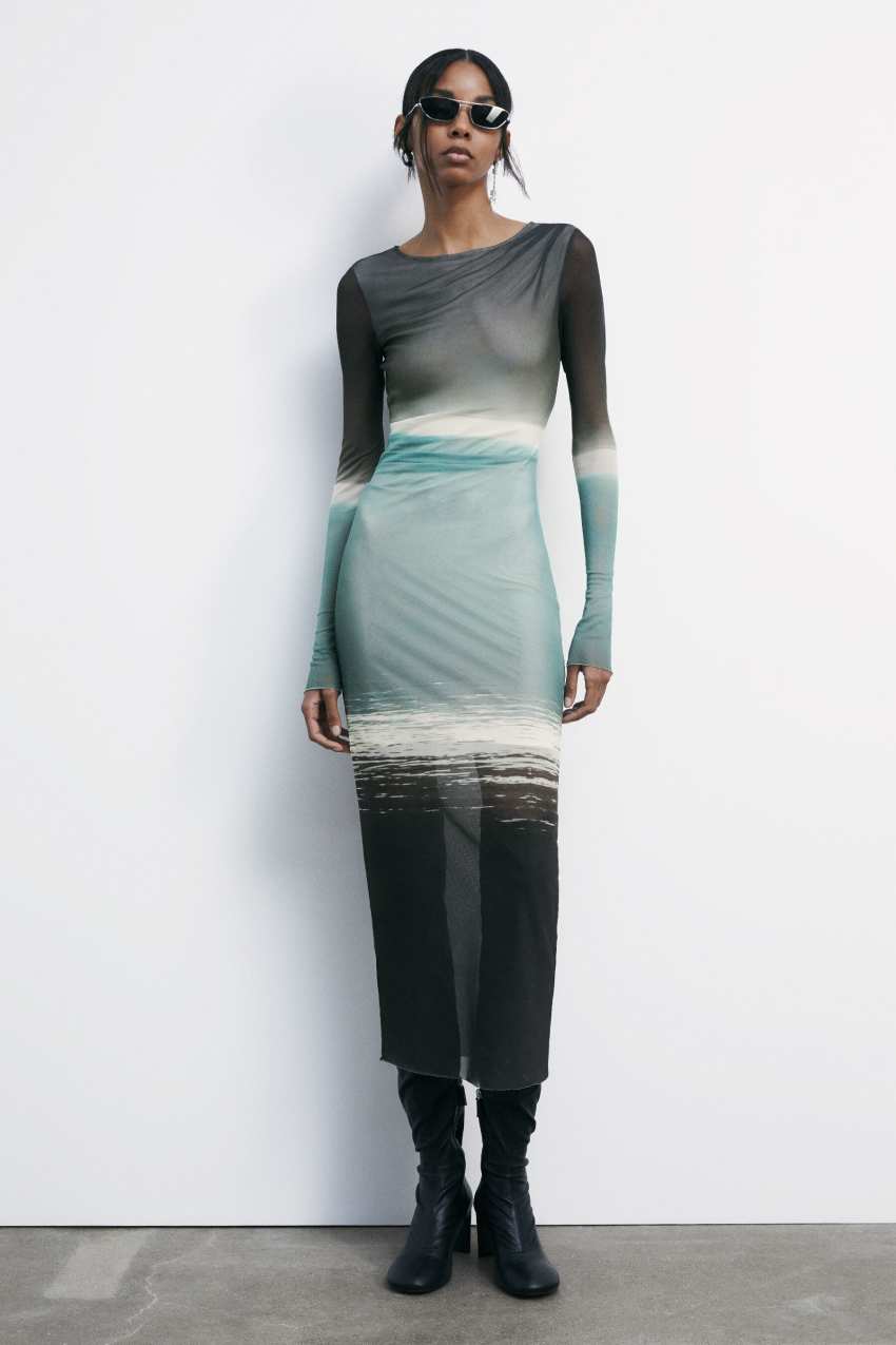 Patrizia Pepe Abito midi degradè in tulle stretch