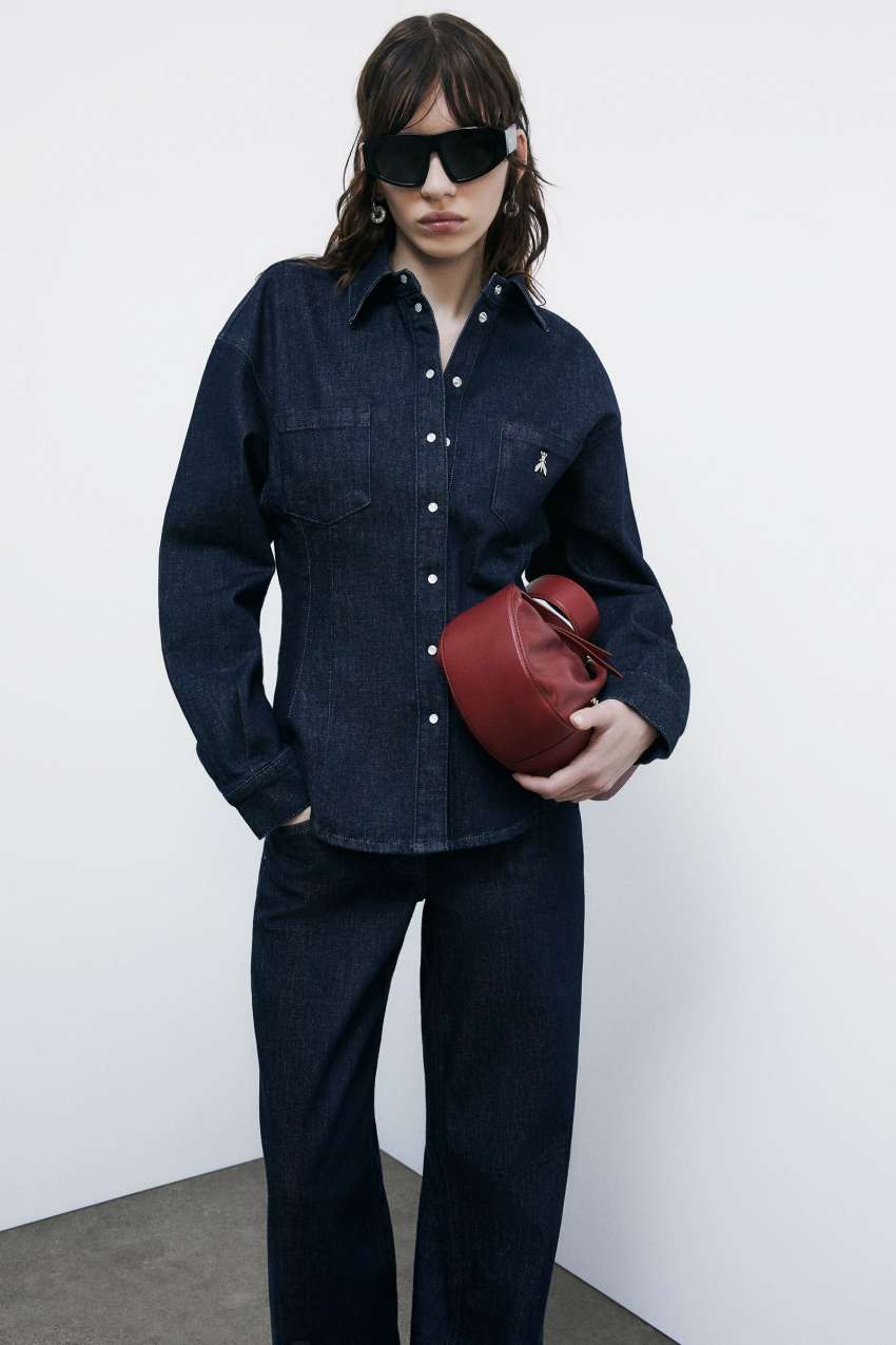 Patrizia Pepe Camicia di jeans con maniche baloon