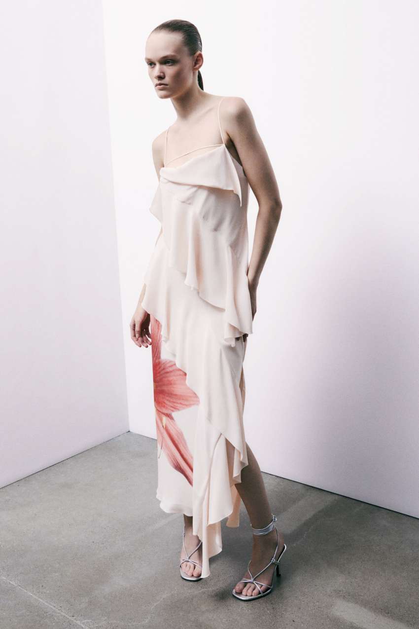 Patrizia Pepe Langes Kleid mit Rüschen und Flower-Print