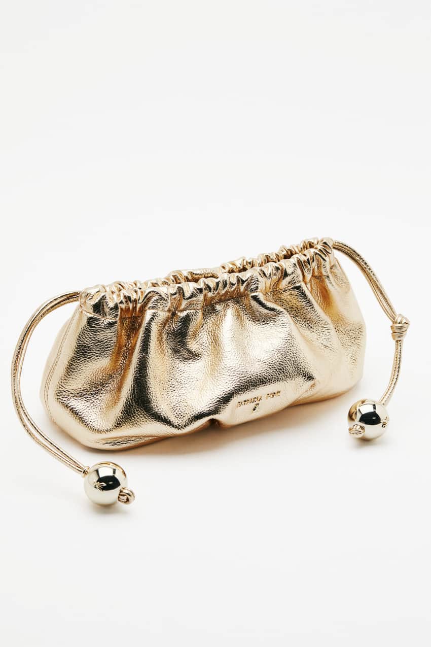 Bubble Clutch piccola in pelle laminata