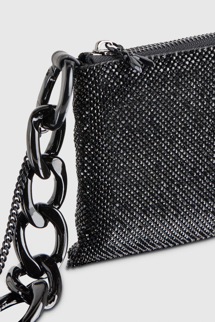 Maxichain rhinestone clutch bag Black Patrizia Pepe