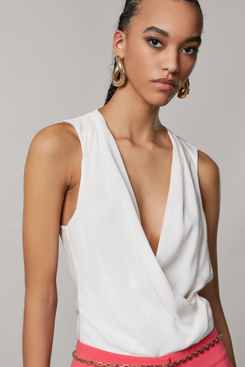 White silk bodysuit outlet