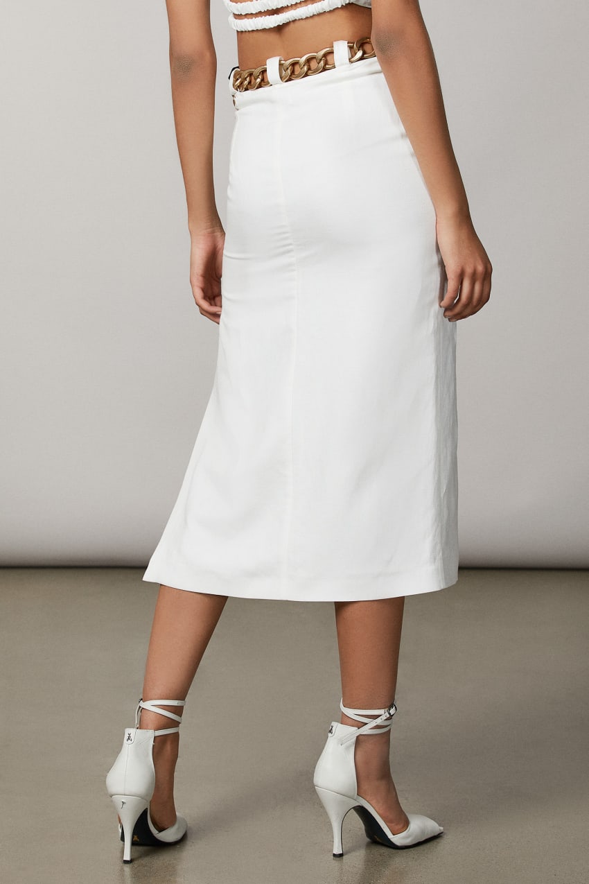 White embellished midi skirt on sale