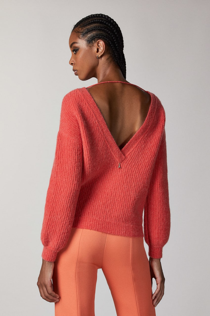 Deep v back sweater sales
