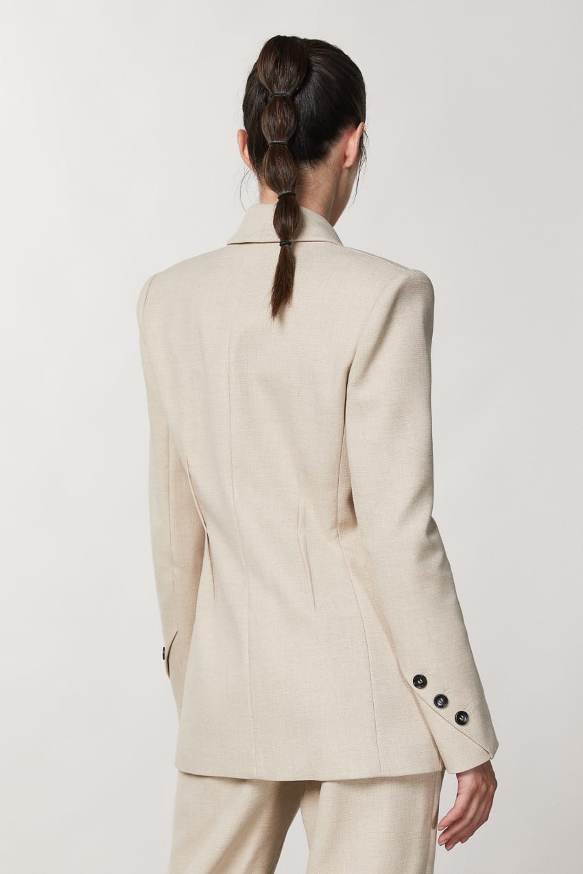 Beige one button canvas jacket Patrizia Pepe