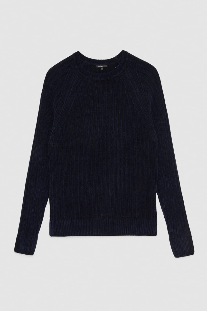 Blue long-sleeved ribbed sweater | Patrizia Pepe