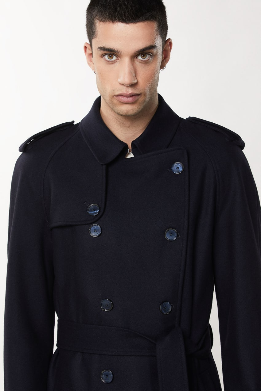 Double-breasted wool-blend trench coat