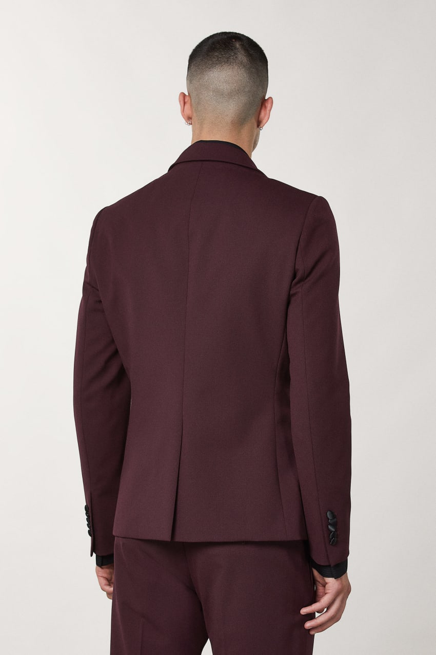 Purple Black wool blend tuxedo jacket Patrizia Pepe