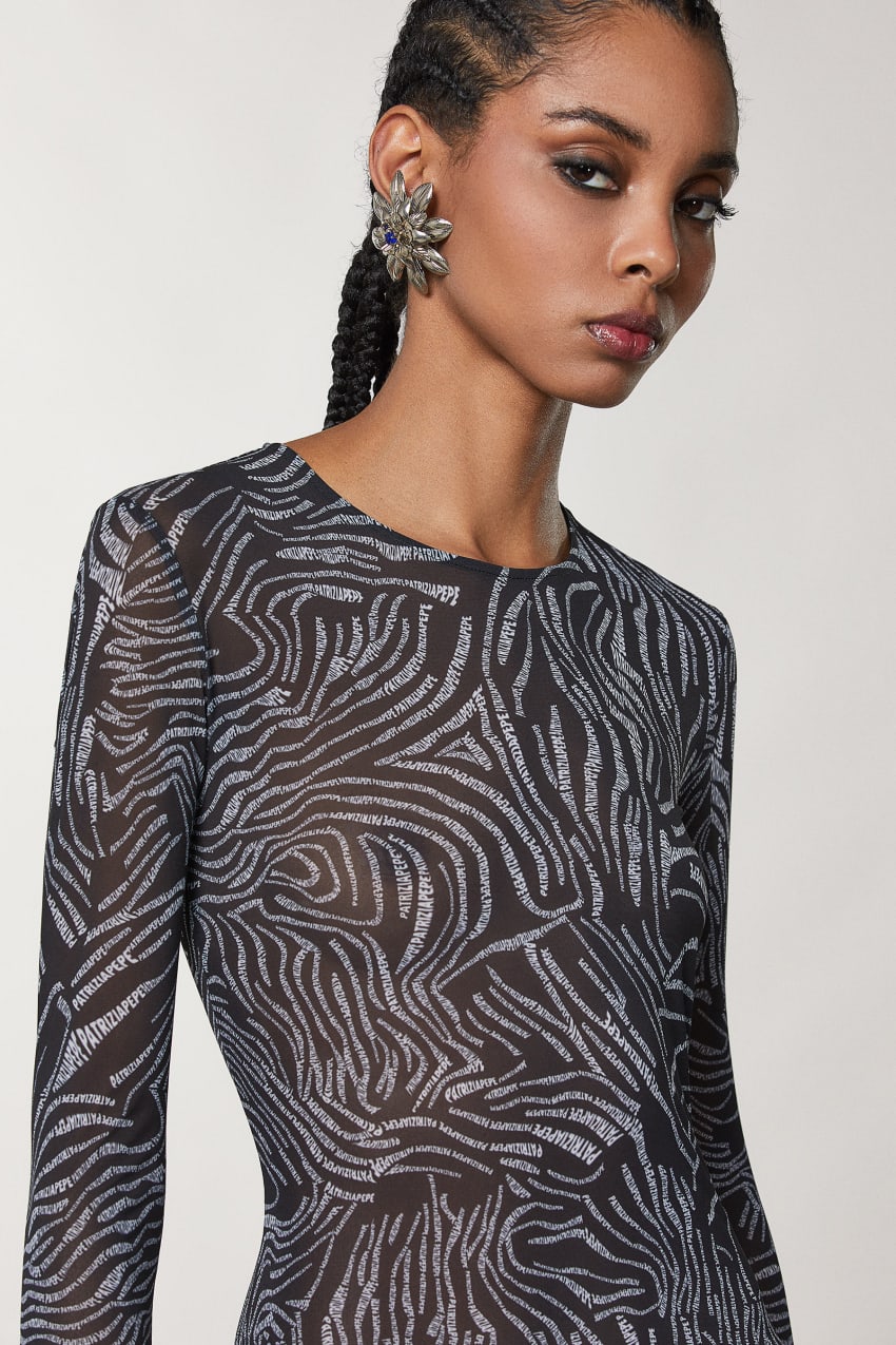 Abito lungo in tulle stretch Nero Patrizia Pepe