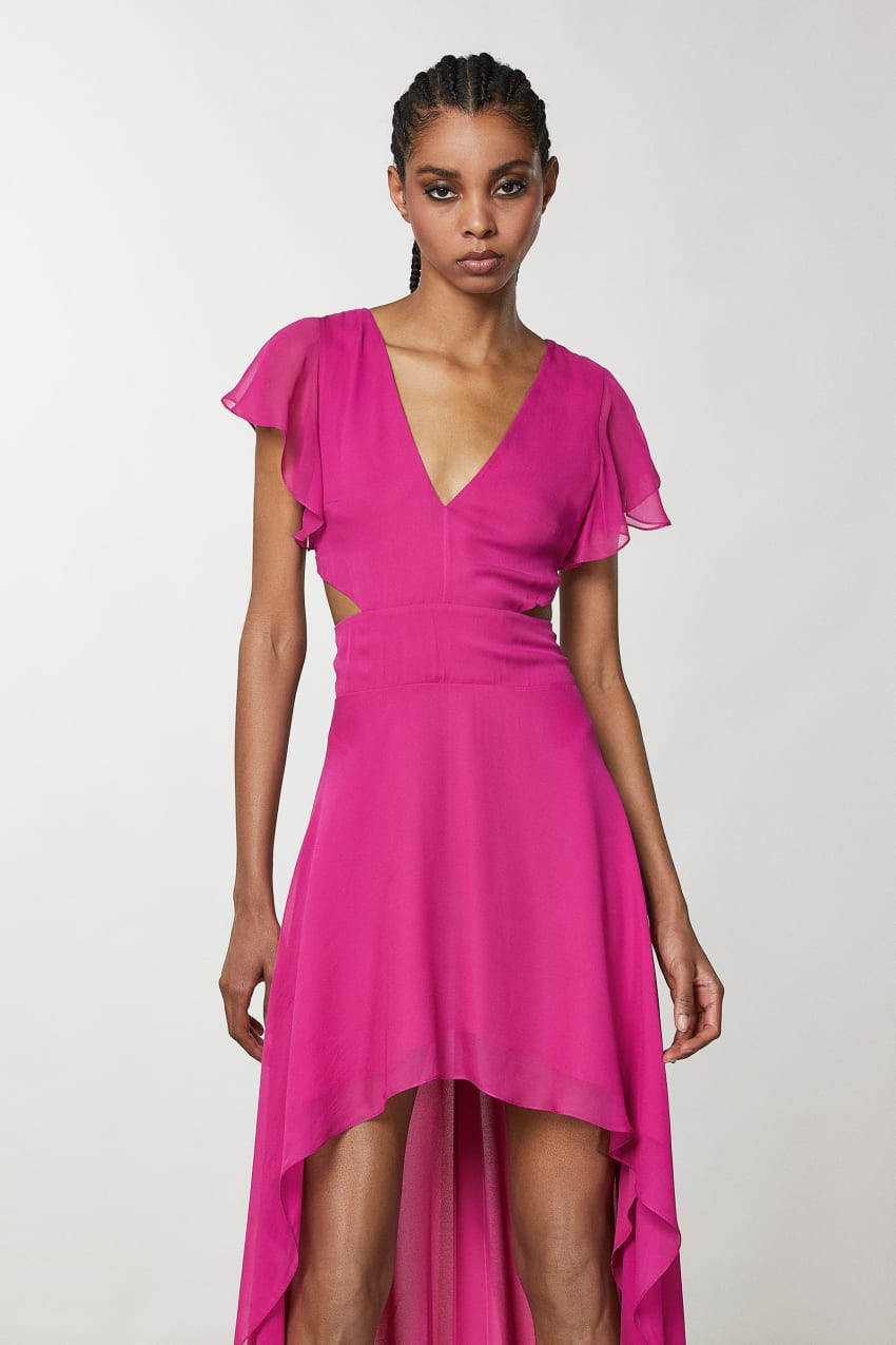 Pink viscose chiffon dress