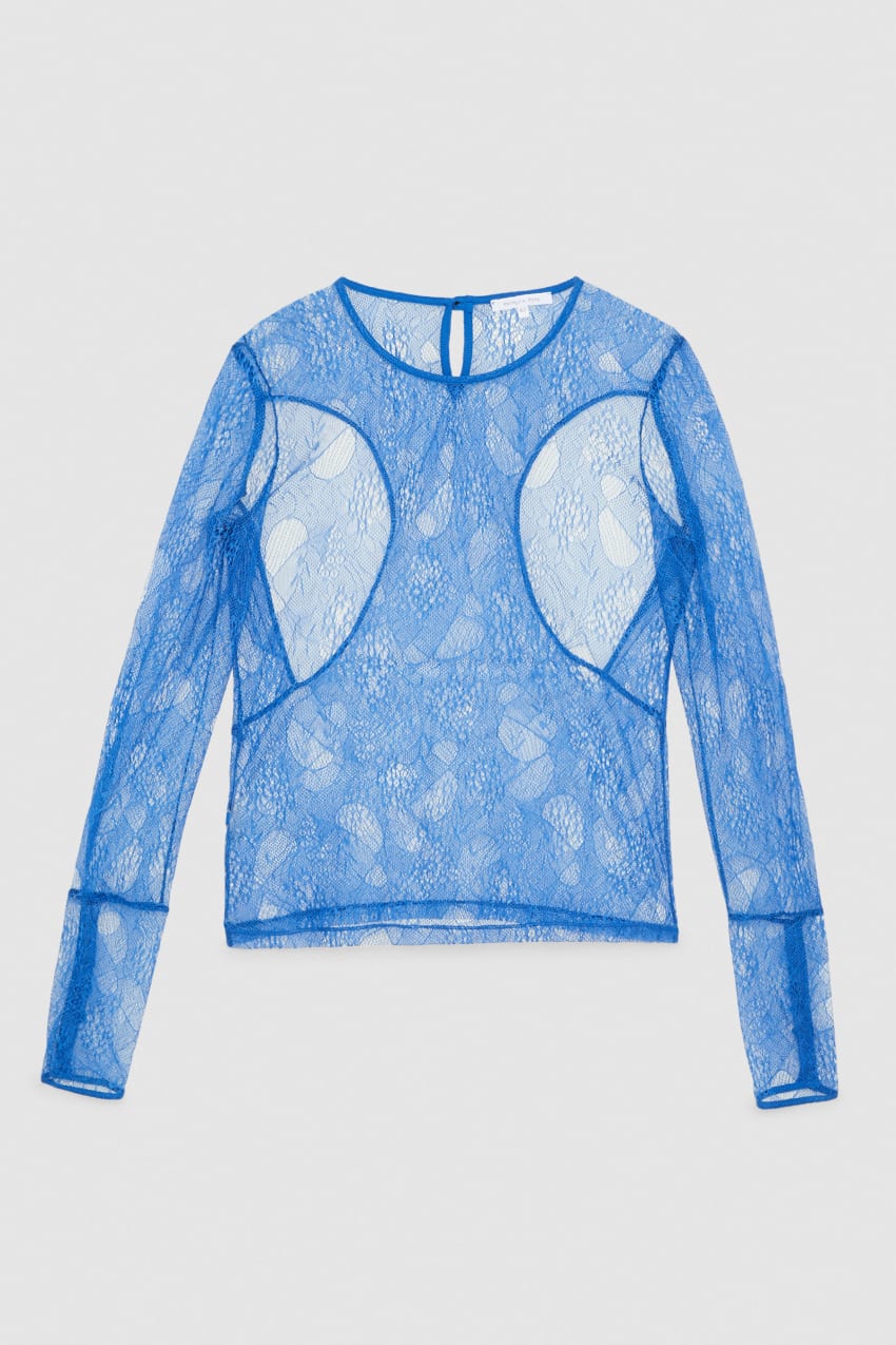 Zara, Tops, Zara Blue Lace Bodysuit