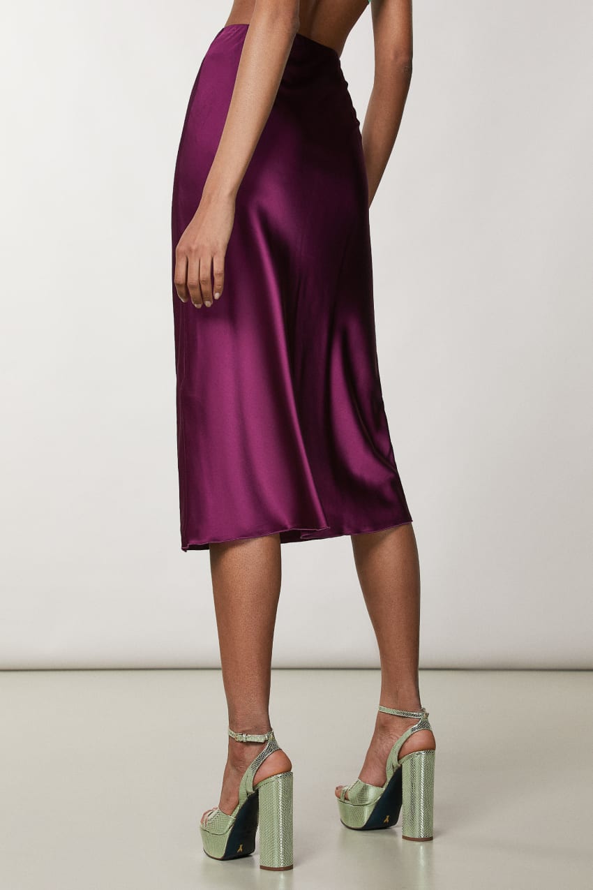 Lavender silk deals midi skirt