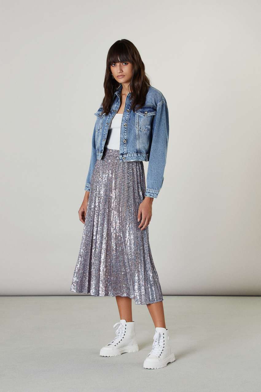 Silver Pleated skirt Patrizia Pepe
