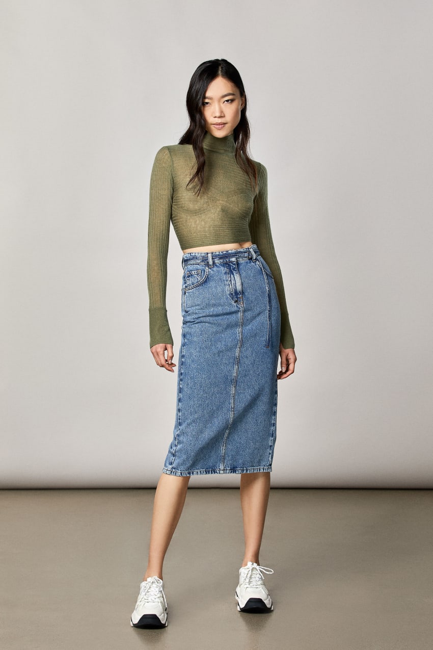 Patchwork A-line Denim Skirt丨Urbanic