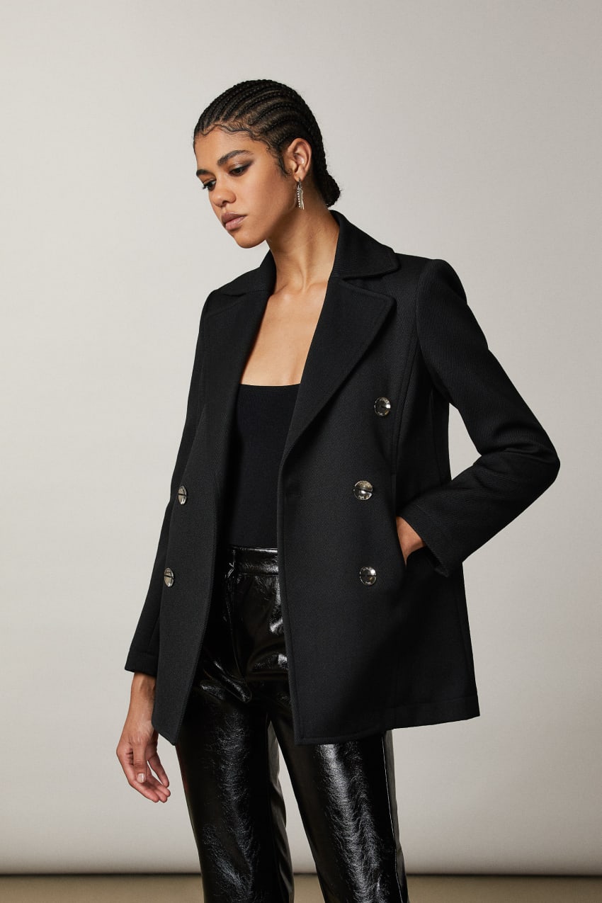 Double breasted wool blend pea coat