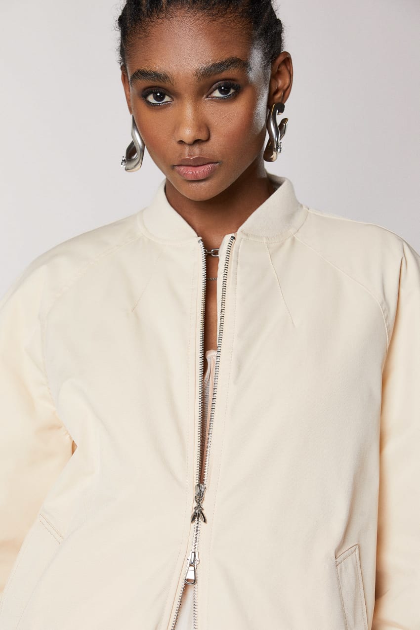 Beige bomber jacket ladies discount