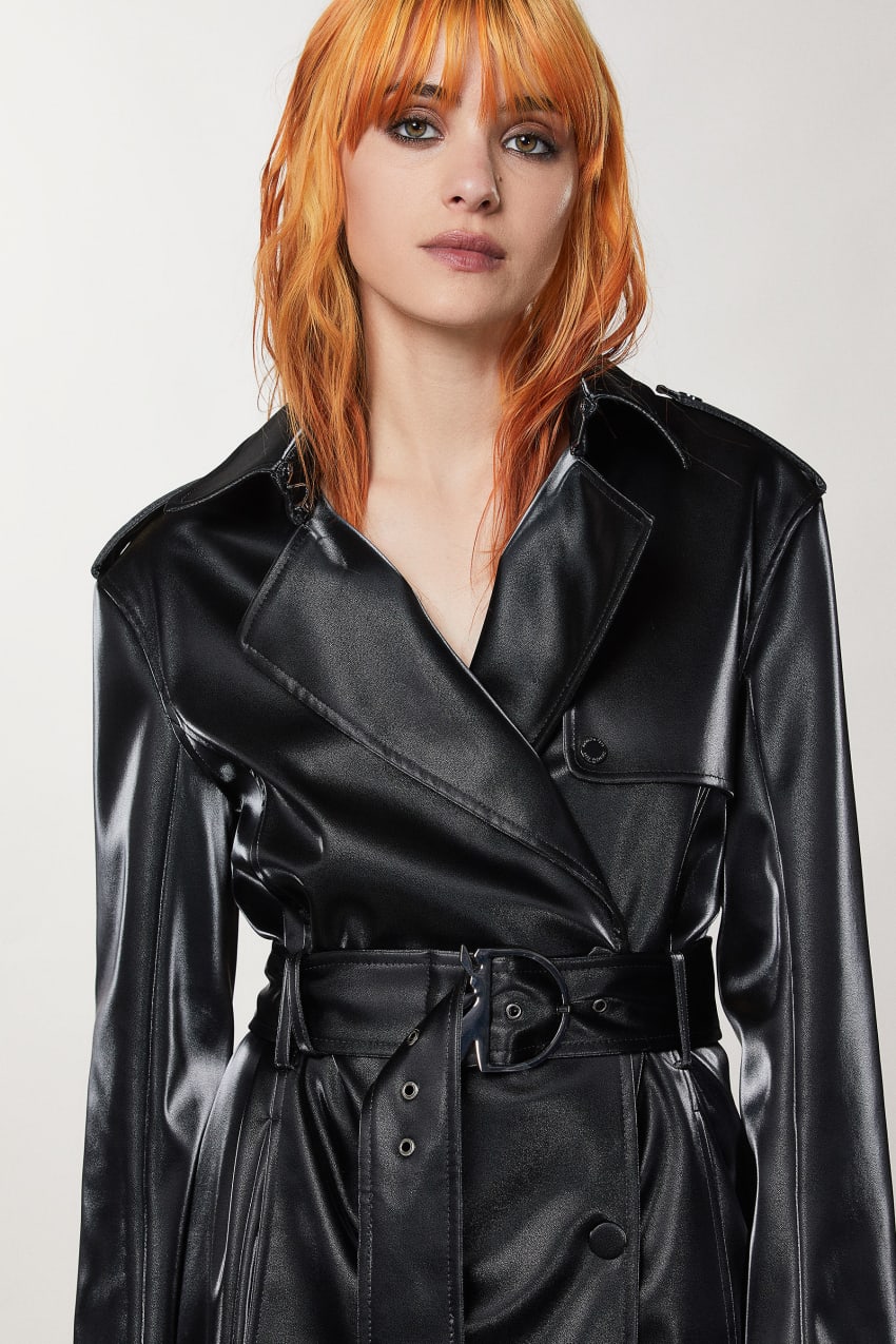 Buckle black leather outlet jacket