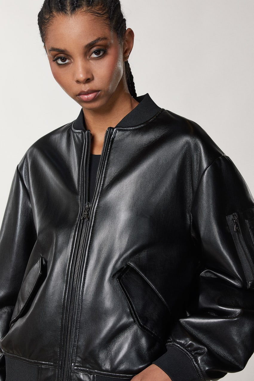 Patch padded bomber jacket store