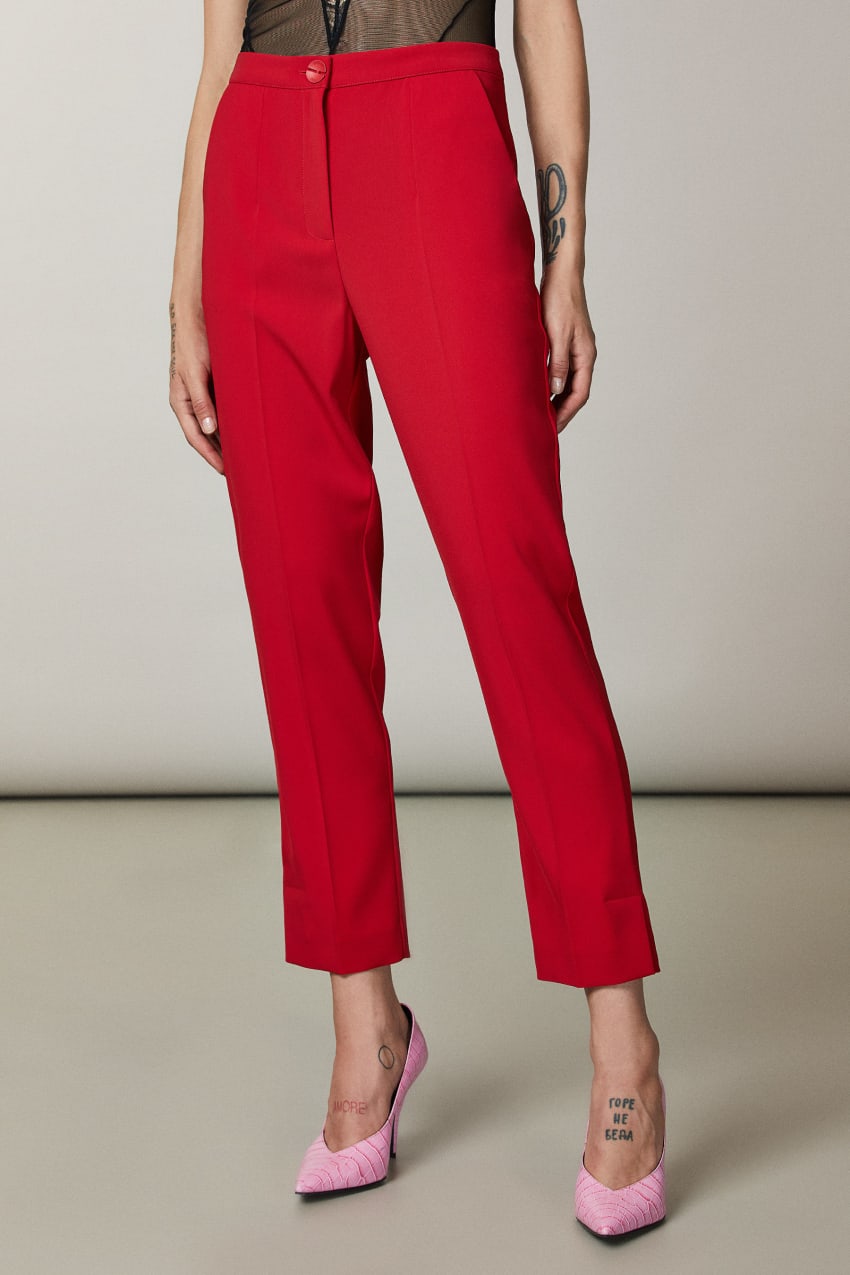 Insight Clothing - Red Capri Pants Side Cutout Women's – Lala Love Moda