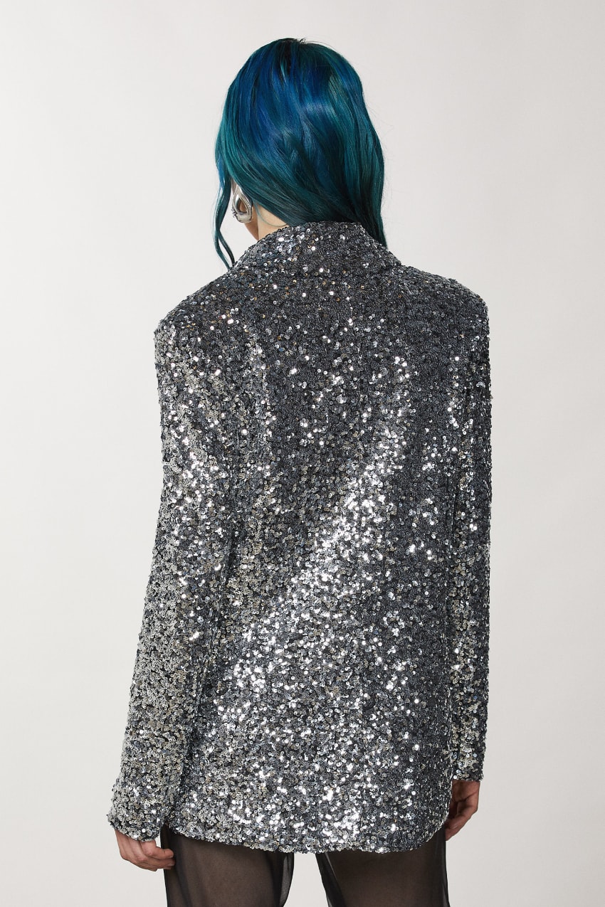 Silver two button jacket with sequins Patrizia Pepe