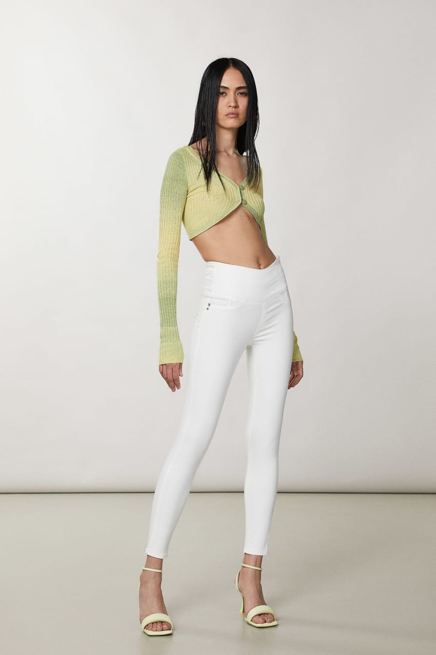 White Distressed Denim Jeggings Skinny Jeans - Sybaritic