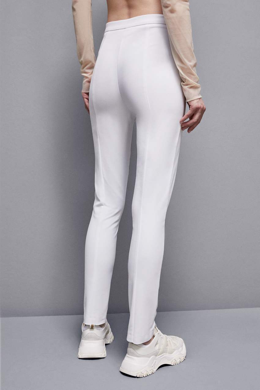 Linen Club Studio Men's Linen White Checks Mid-Rise Slim Fit Trouser