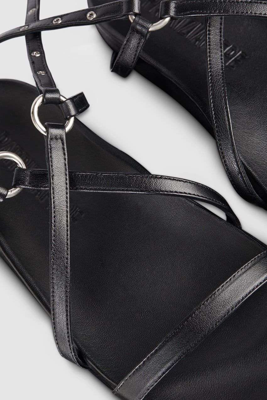 The Dress Sandal [Black] Womens Black Flat Dress Sandals yutaka