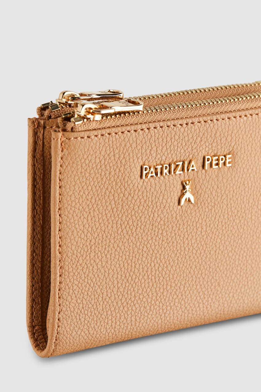 Portafoglio in pelle con zip Beige Patrizia Pepe
