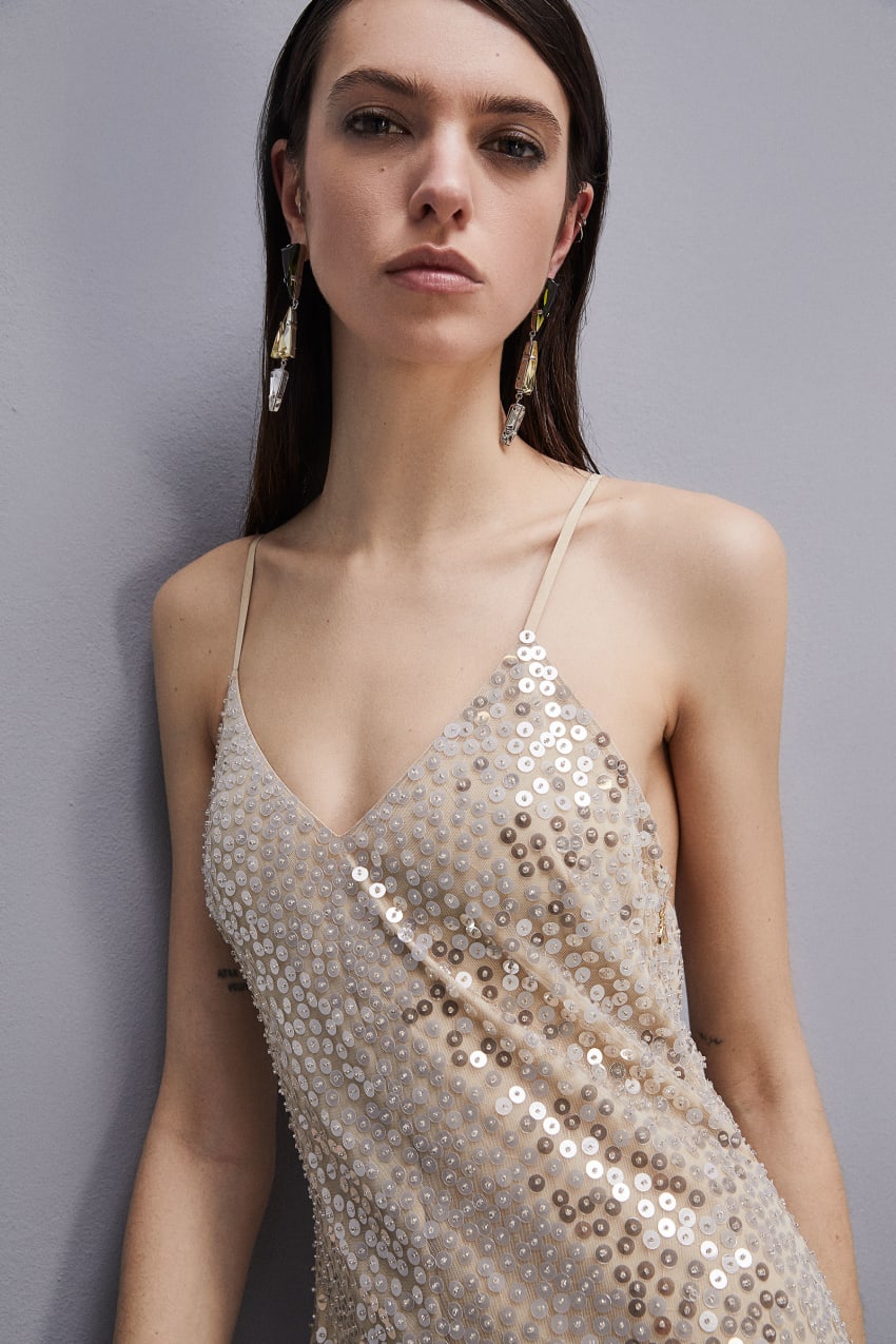 Abito in tulle ricamato a mano Beige Patrizia Pepe