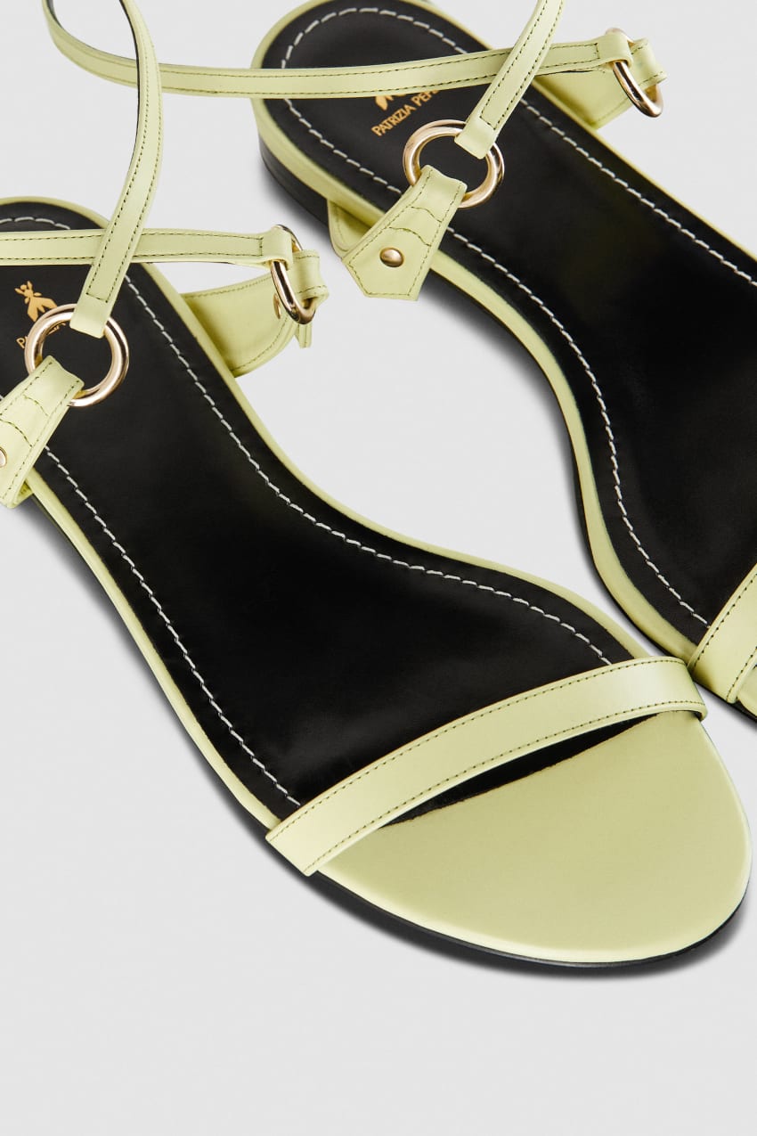 Flat smooth leather sandals