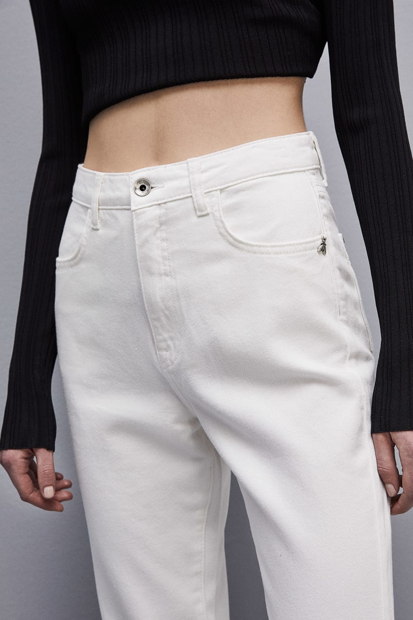 Pantaloni a vita alta in denim Bianco Patrizia Pepe