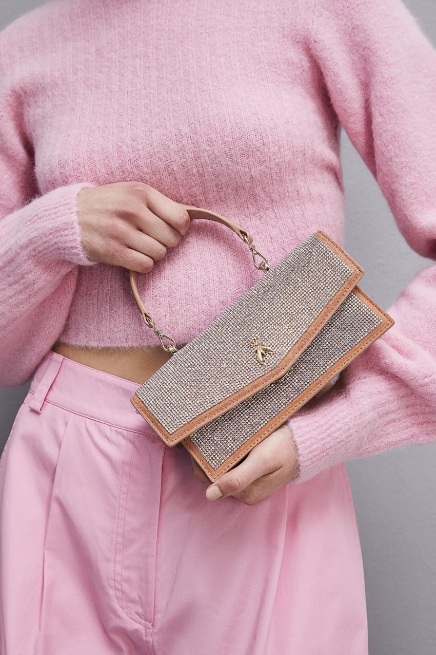 Fly Bamby shoulder bag with rhinestones Pink Patrizia Pepe