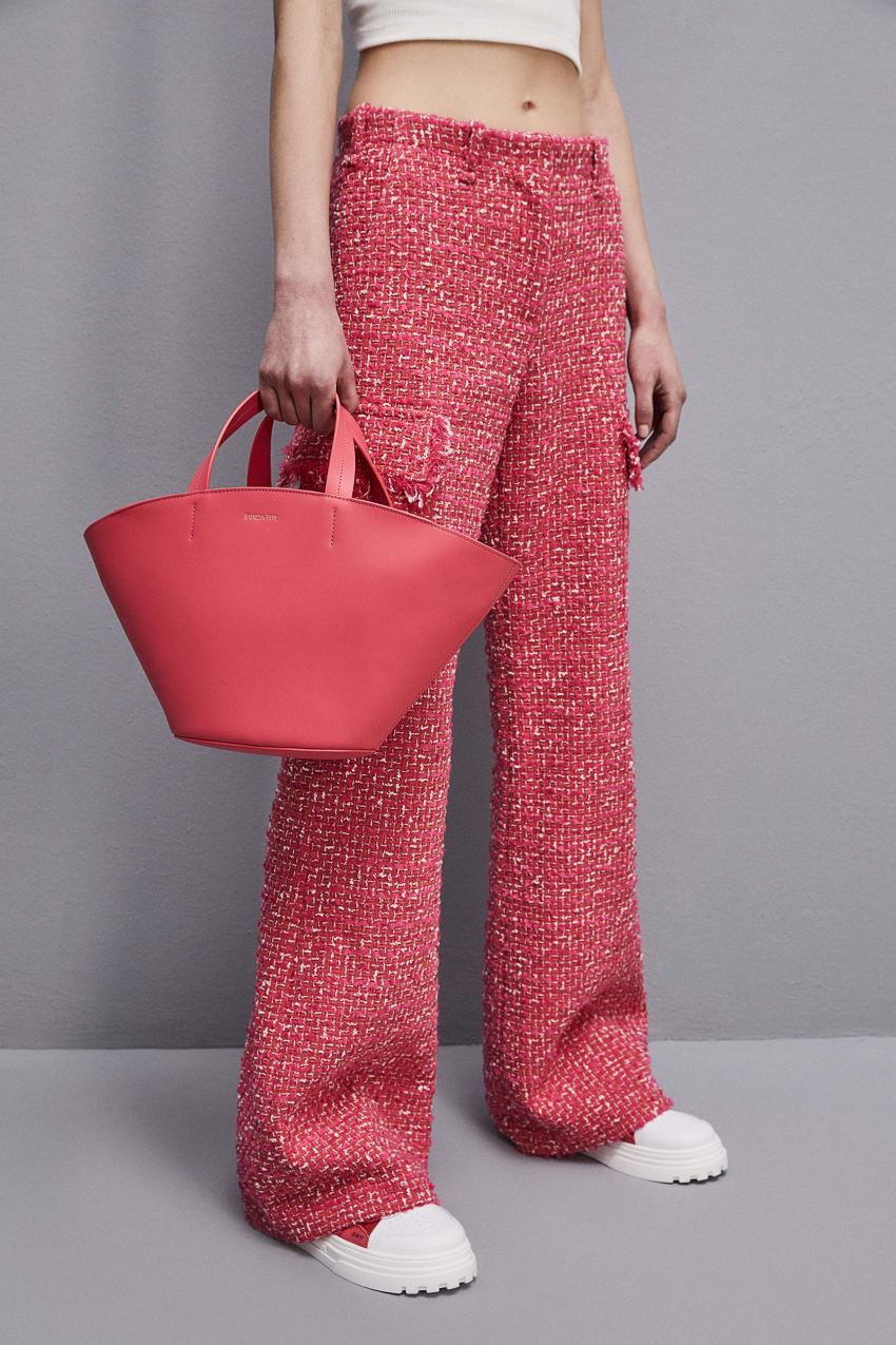 Leather shopping bag with handles