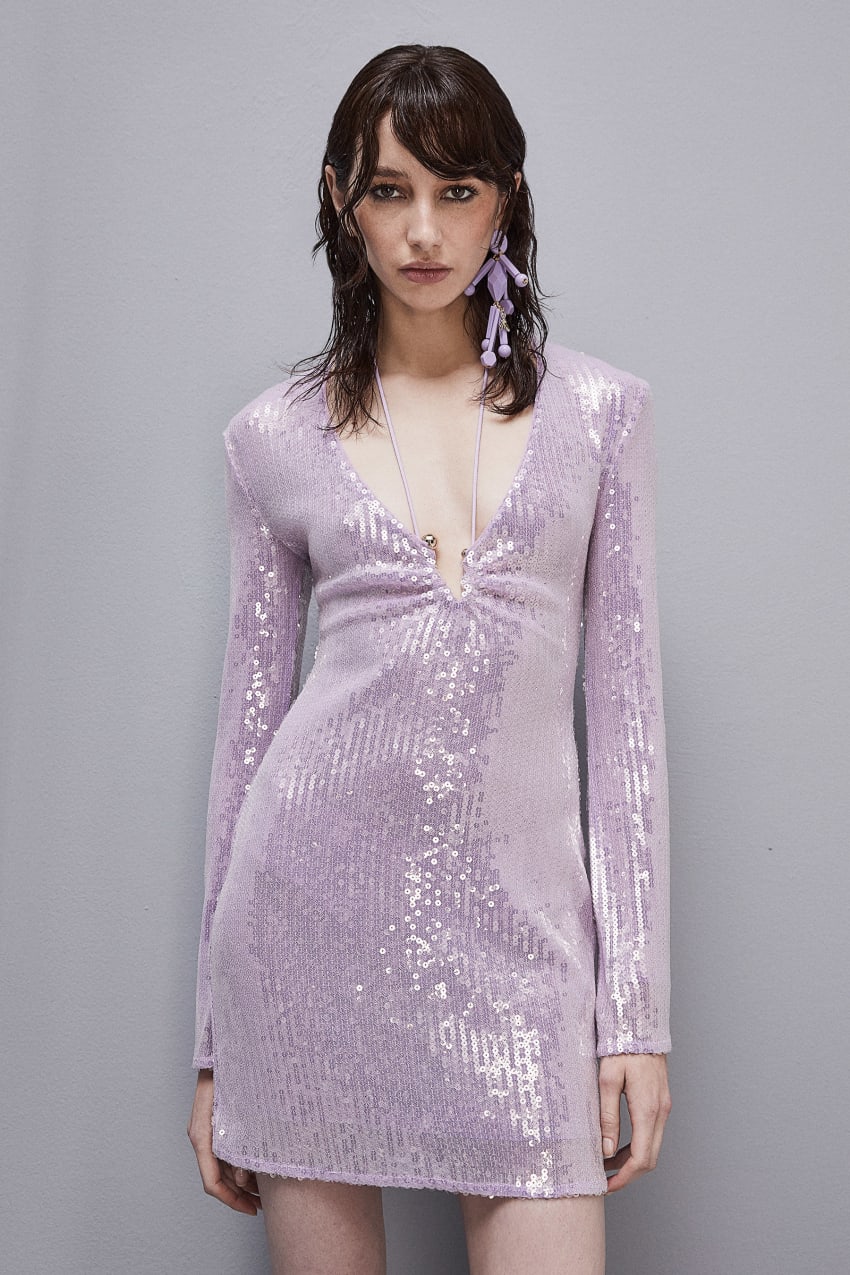Abito all over con paillettes in tulle stretch ESSENTIAL Rosa Patrizia Pepe