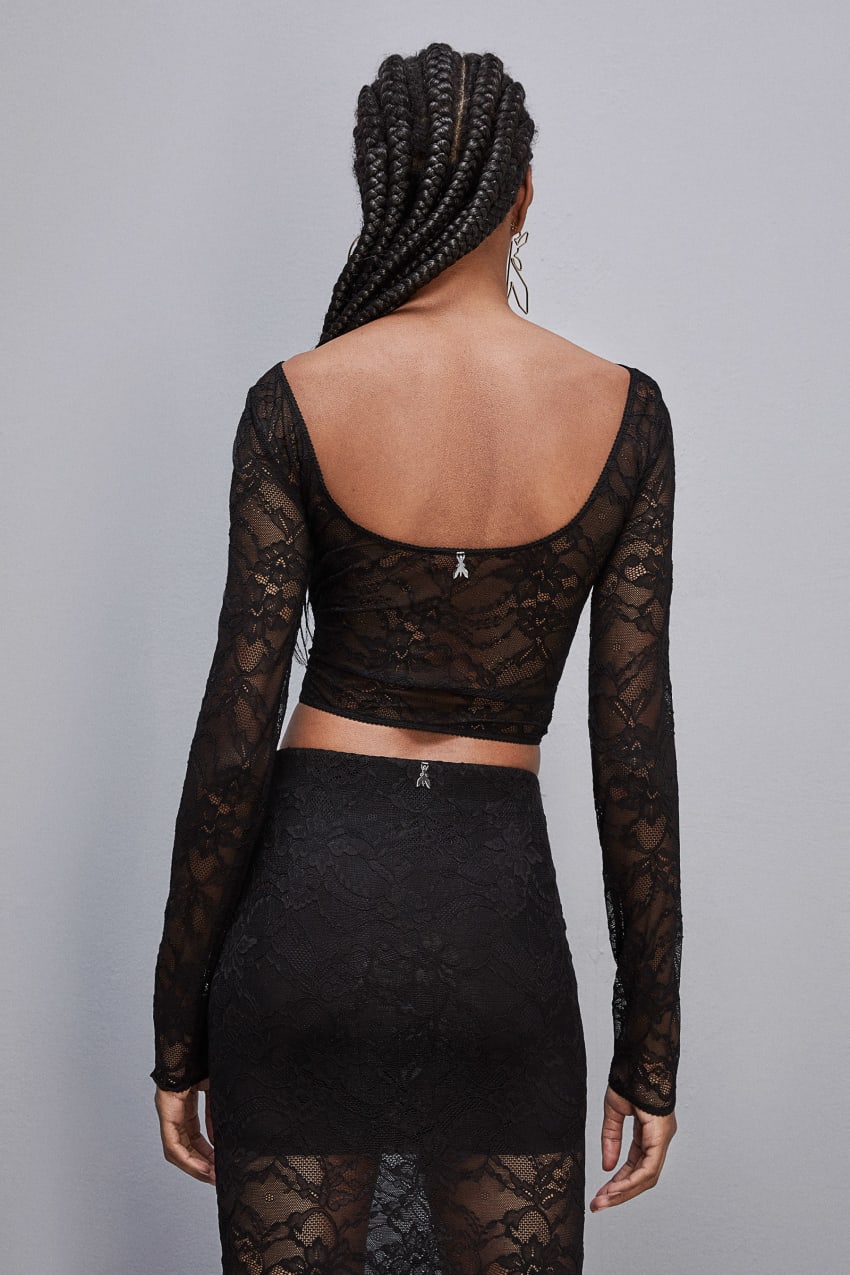 Maglia a maniche lunghe in pizzo Nero Patrizia Pepe