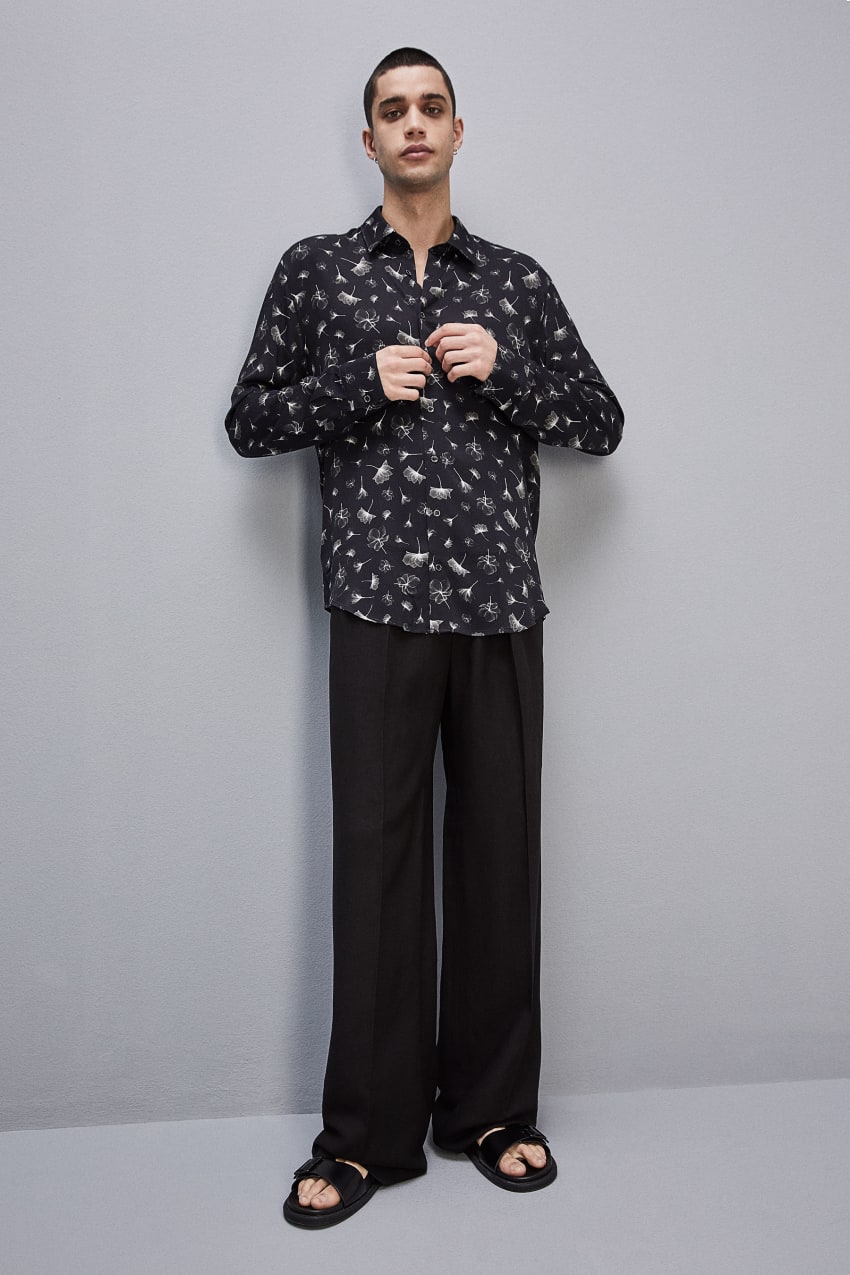 Camicia morbida in twill di viscosa Nero Patrizia Pepe