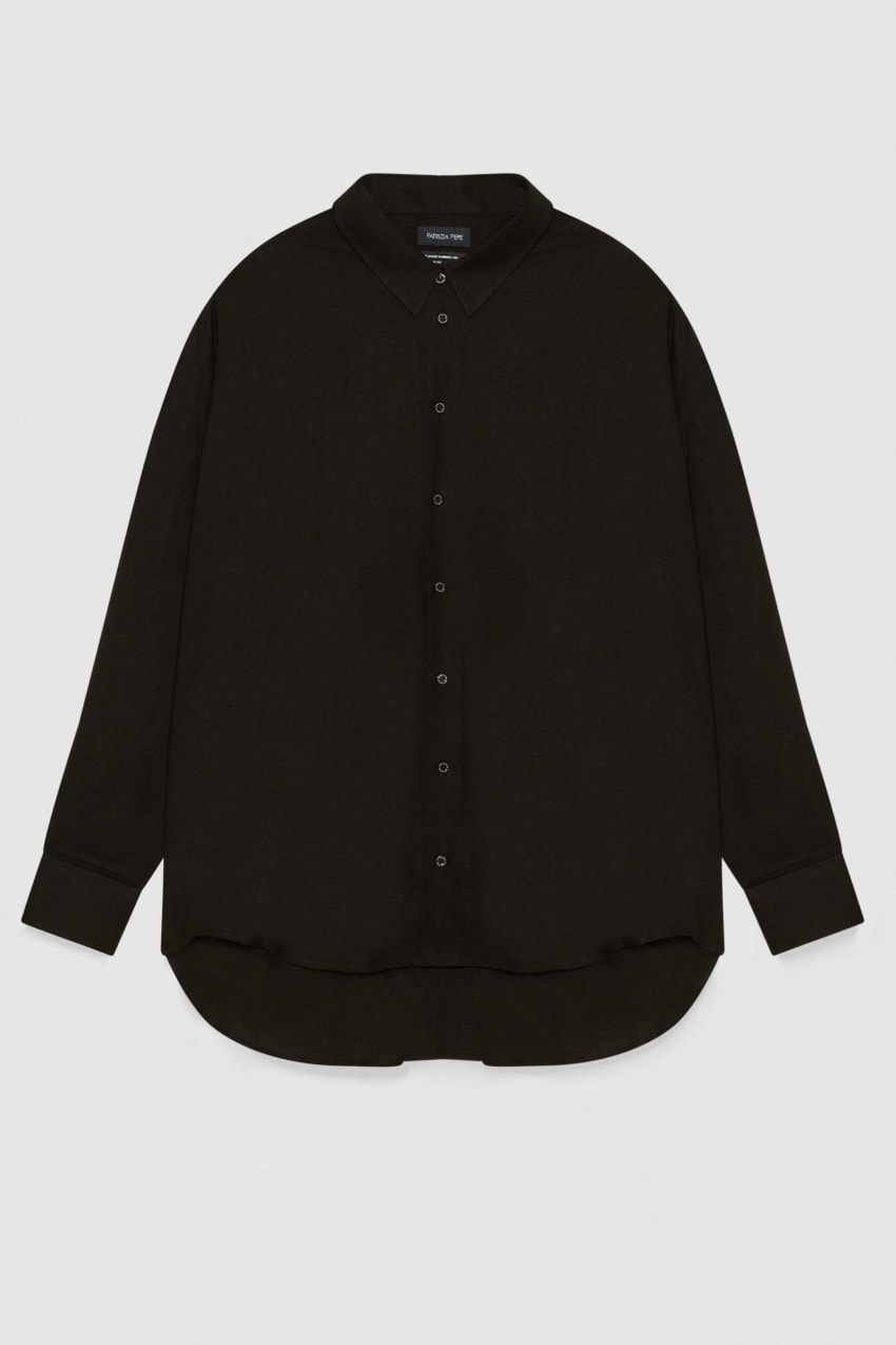 Allege. | Linen S/S Knit Shirt | BLACK | HOWDAY