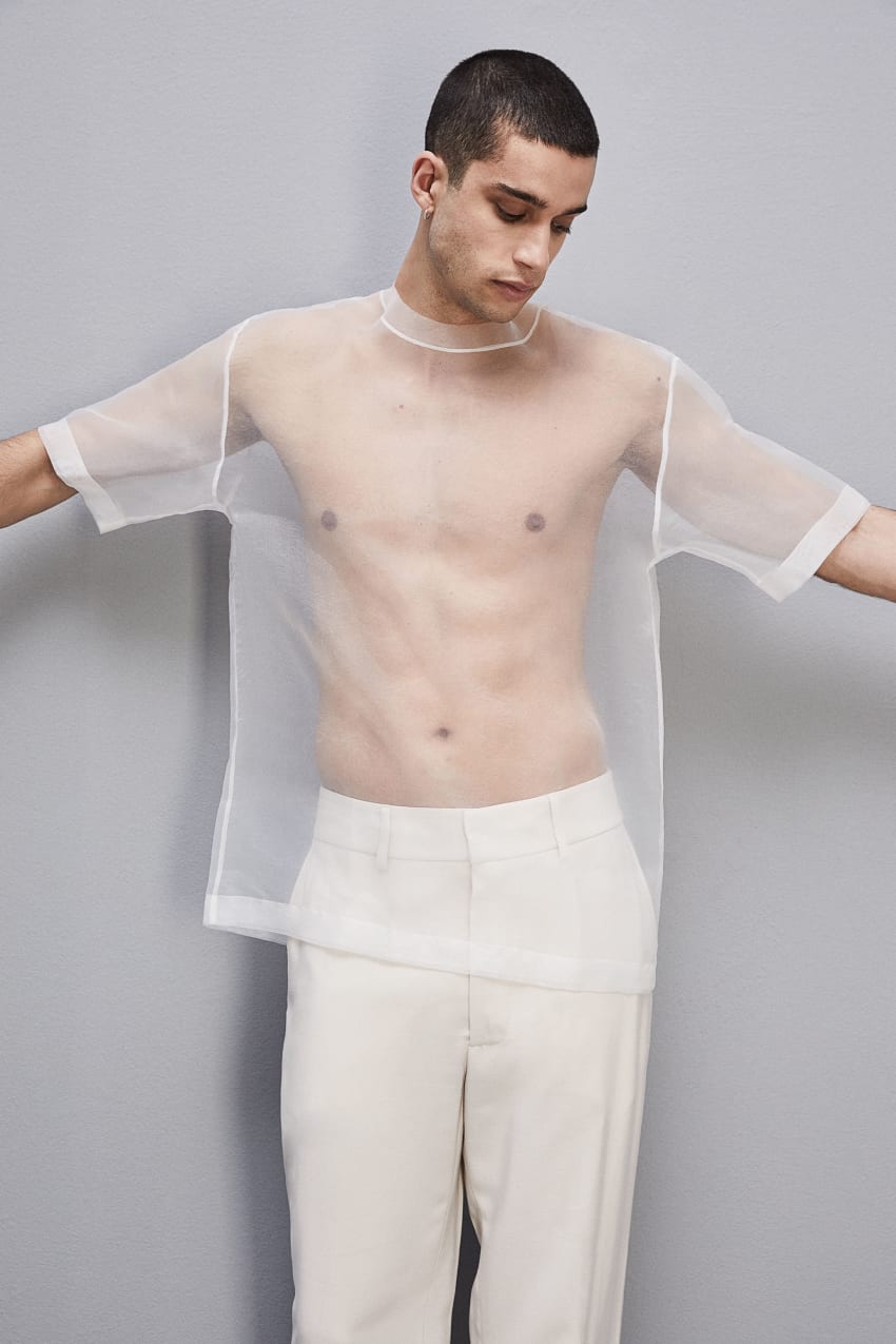Boxy short sleeve t shirt with raw cut hem White Patrizia Pepe