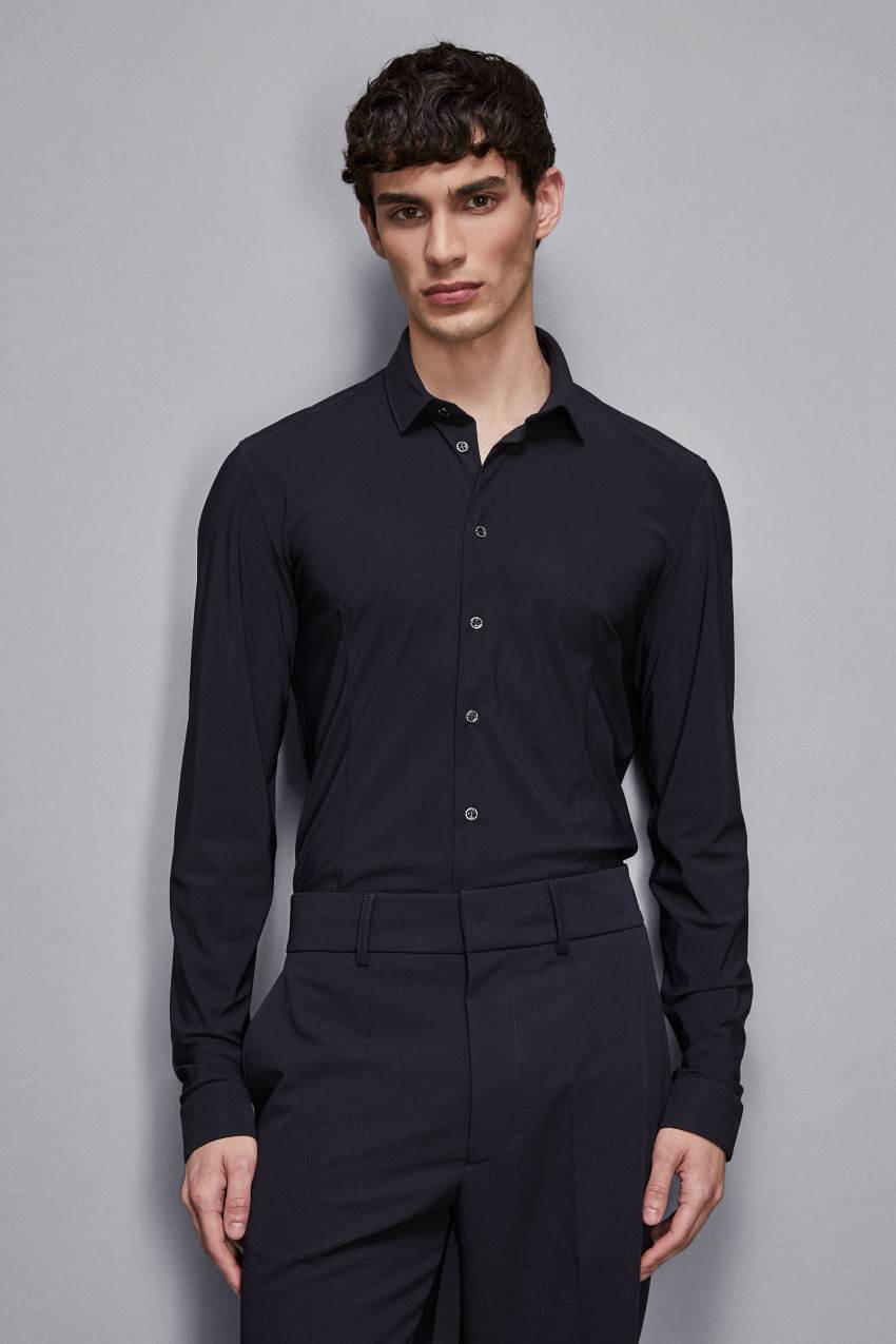 Camicia slim fit in jersey Blu Patrizia Pepe