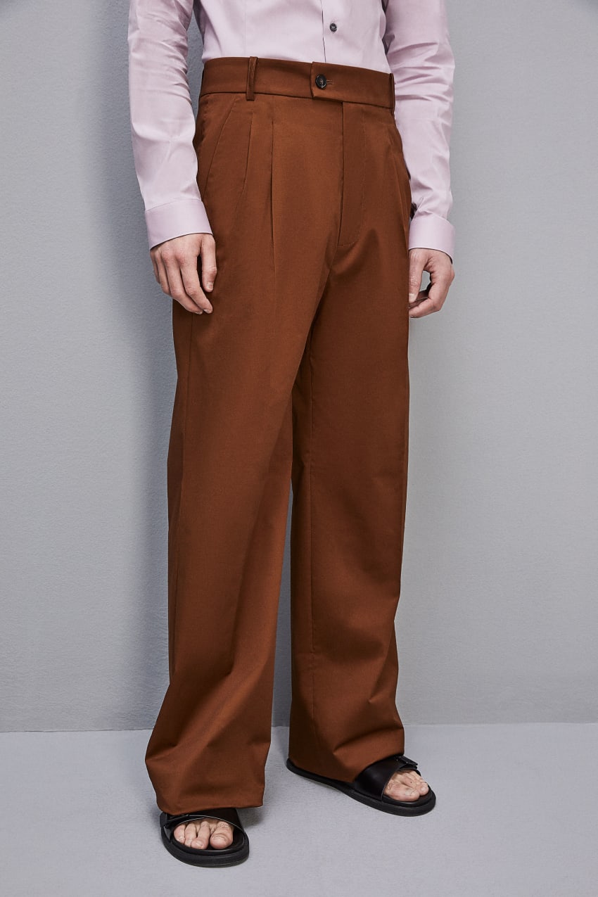 Cotton twill pleated pants Brown Patrizia Pepe