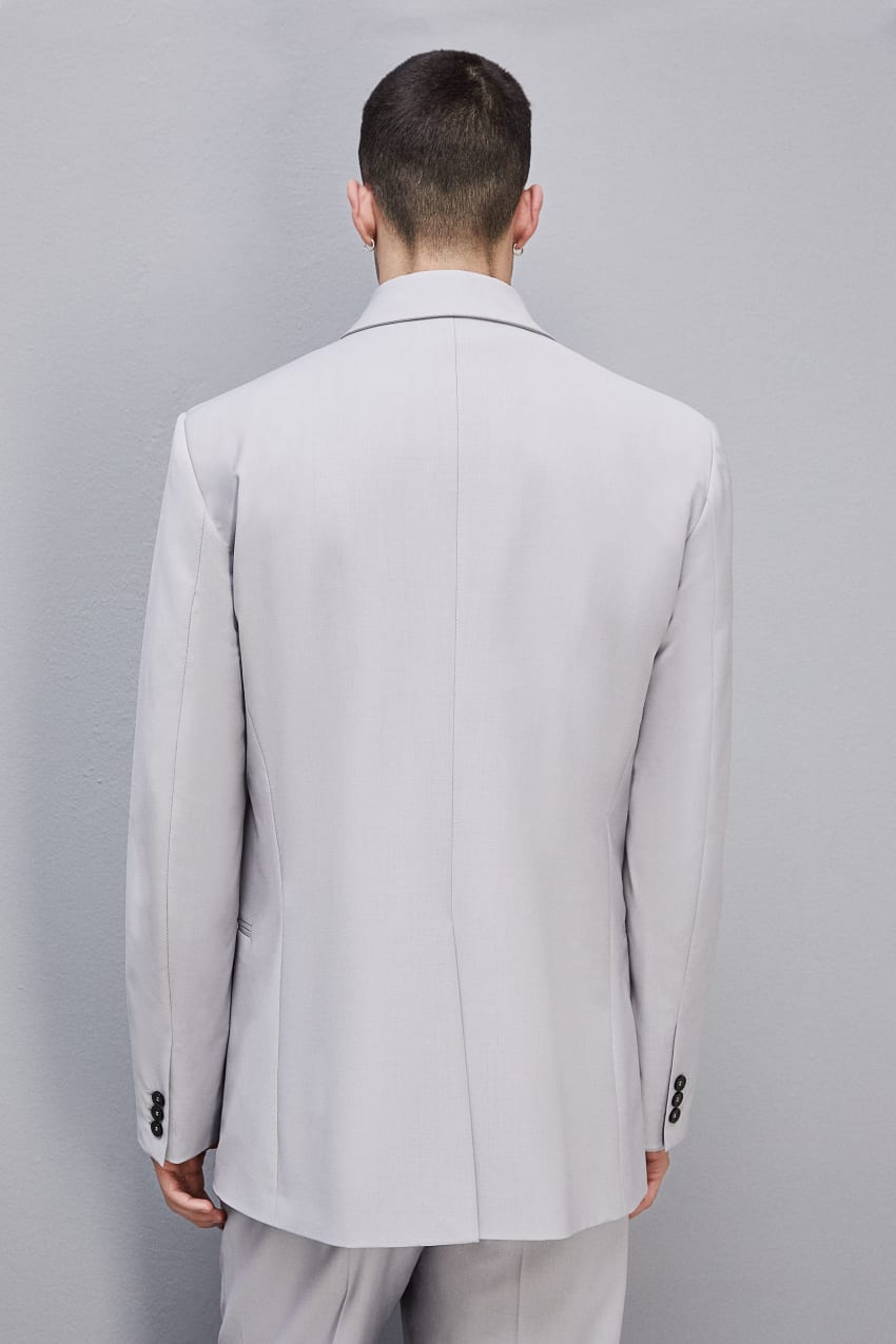 Straight double-breasted jacket in cool wool 